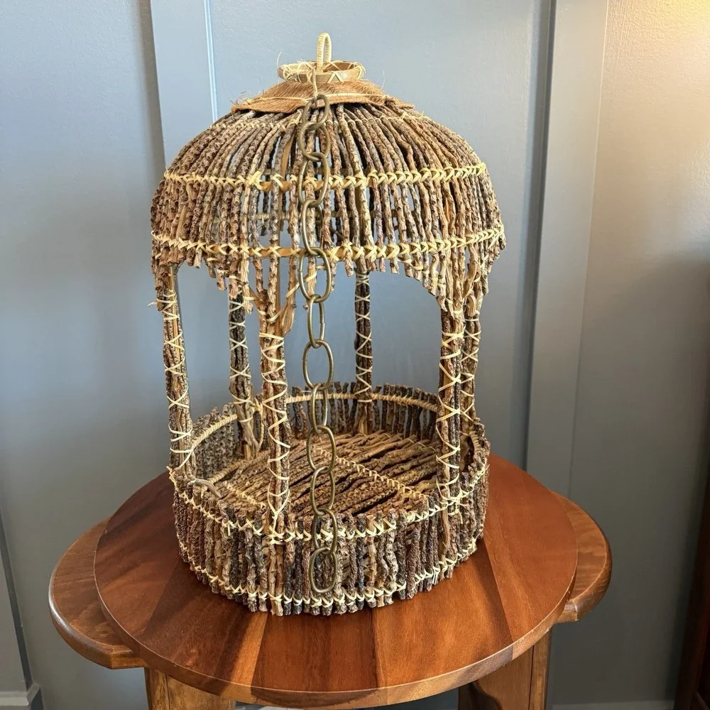 Vintage Twig Art Birdcage Hanging Decorative Rustic Handmade 17